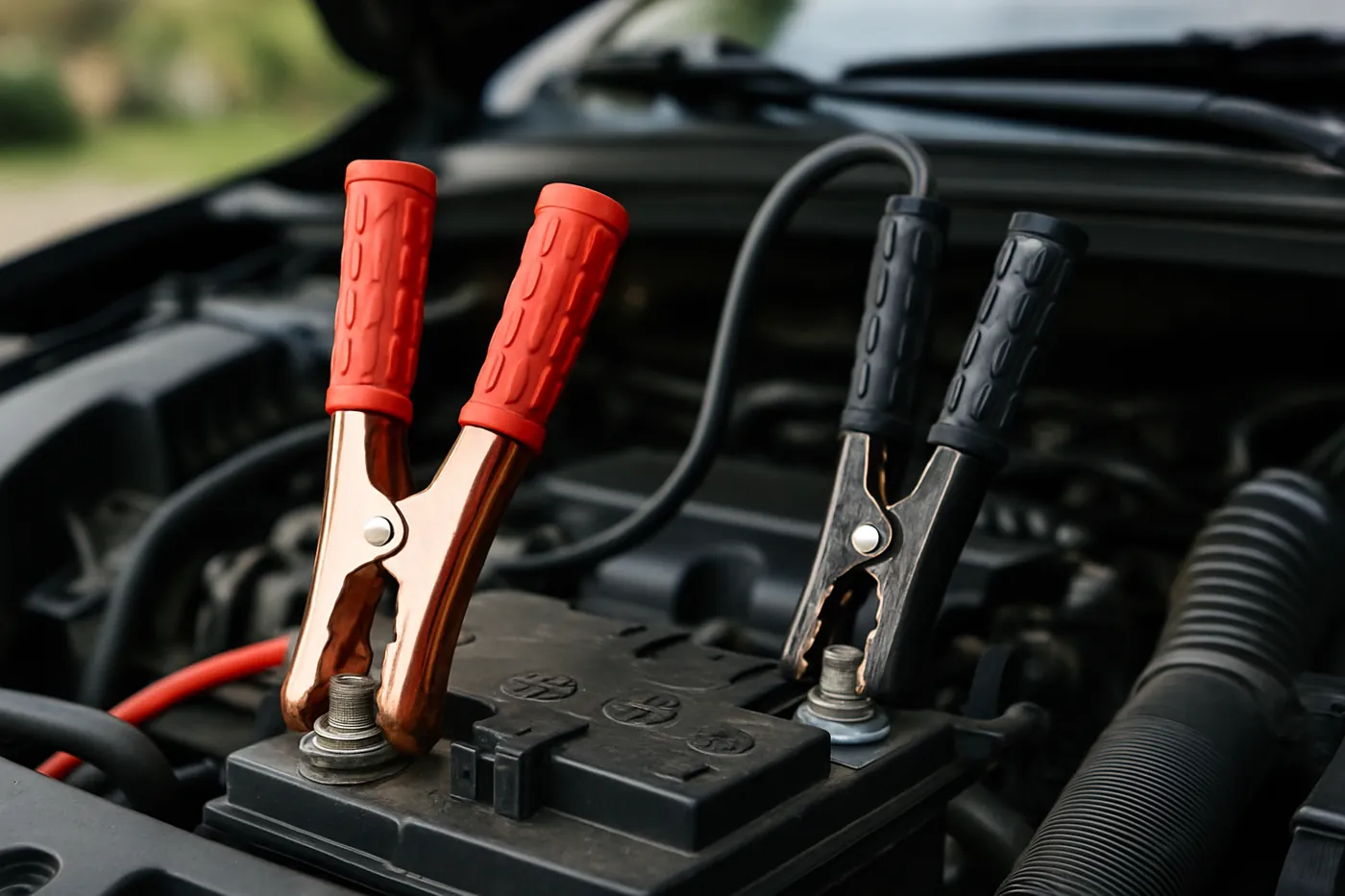 Jump starting a dead car battery in Greenville, TX